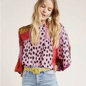Bl-nK London Anthropologie Miranda Peasant Blouse in Pink